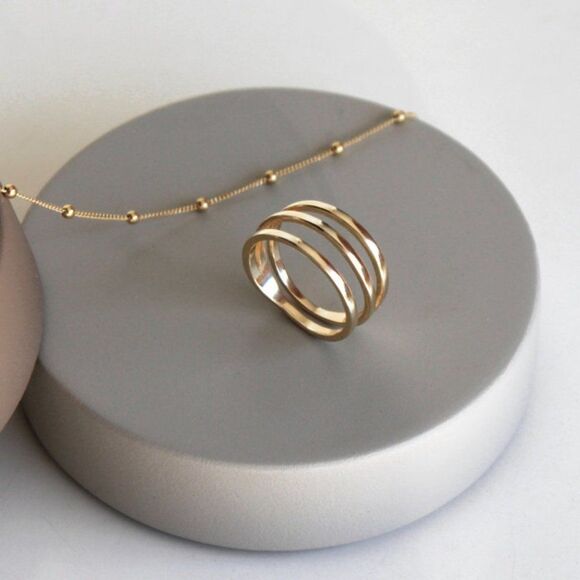 GOLD Plated Triple Band Stacking Ring - Picture 3 of 7